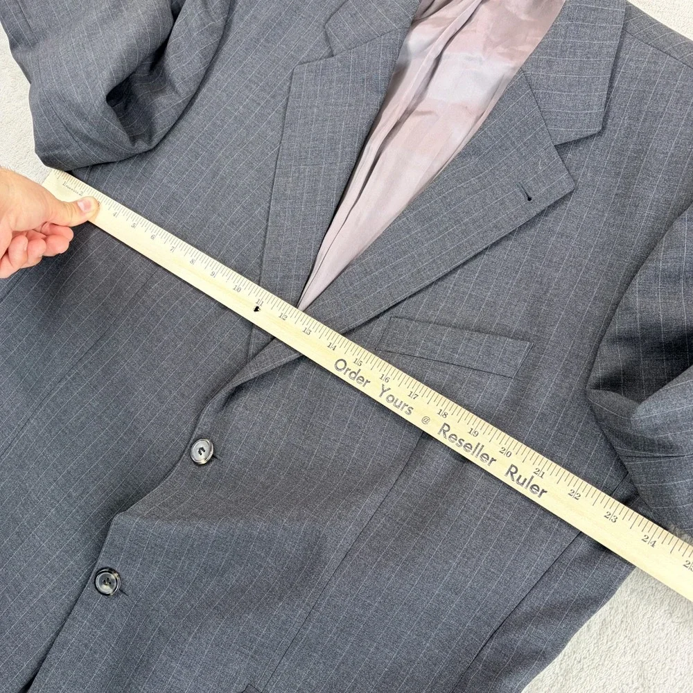 Vintage Hugo Boss Tizian/Lucca 2-Piece Suit Grey Striped Wool Men 48R (Tag 46R)
